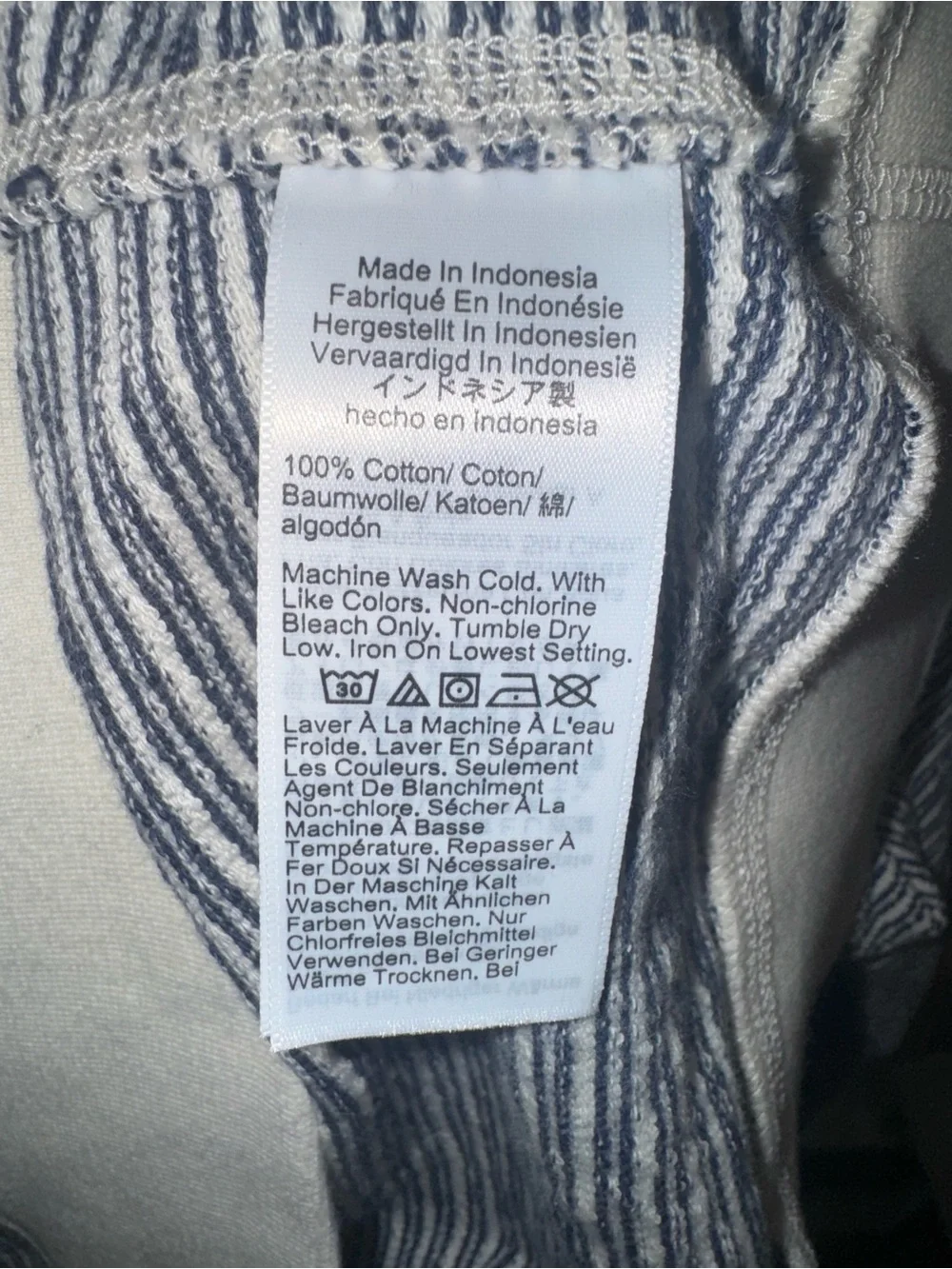 Knit for Jcrew Men’s Navy and White Striped Hoodie Size M NWOT